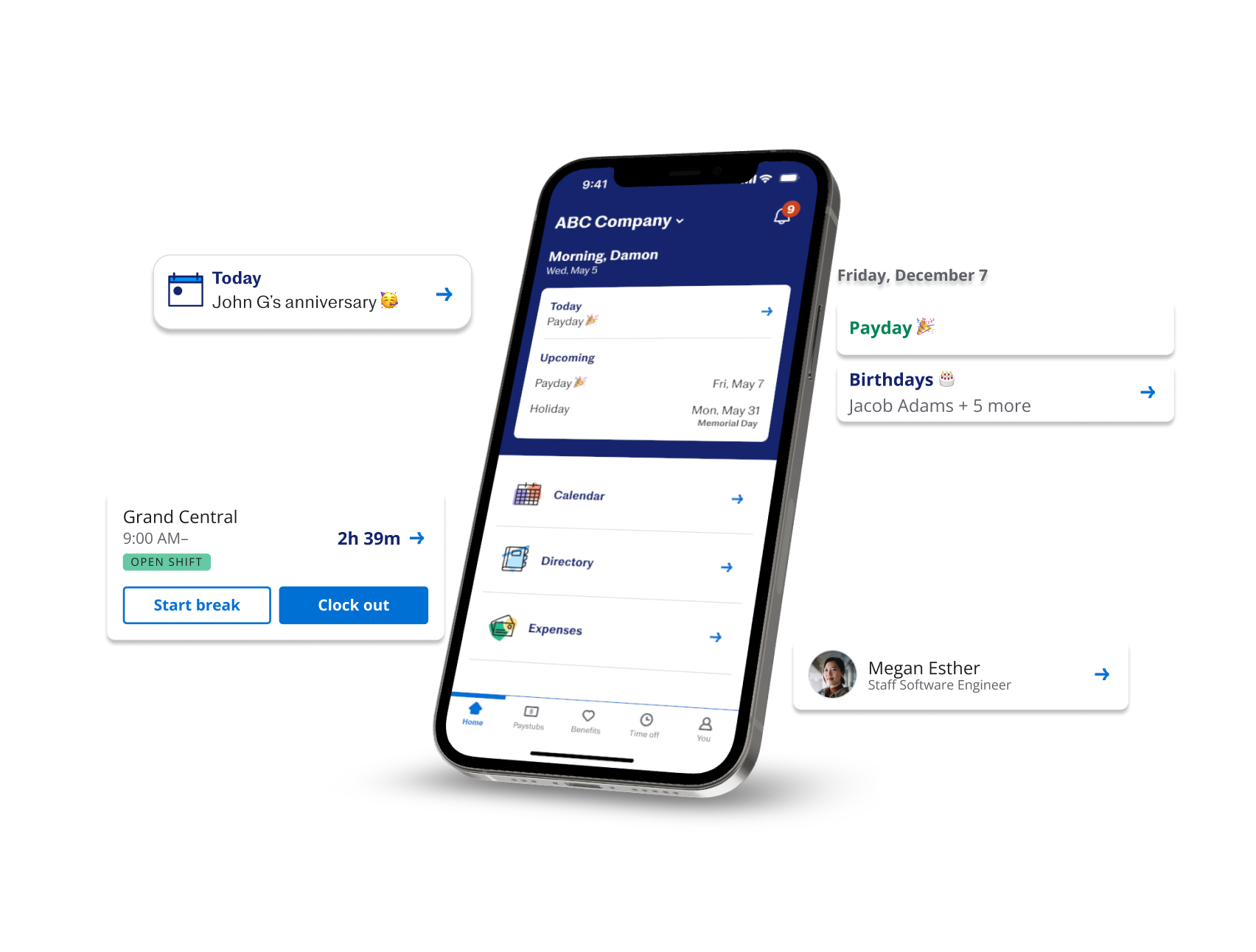 Justworks mobile app screen