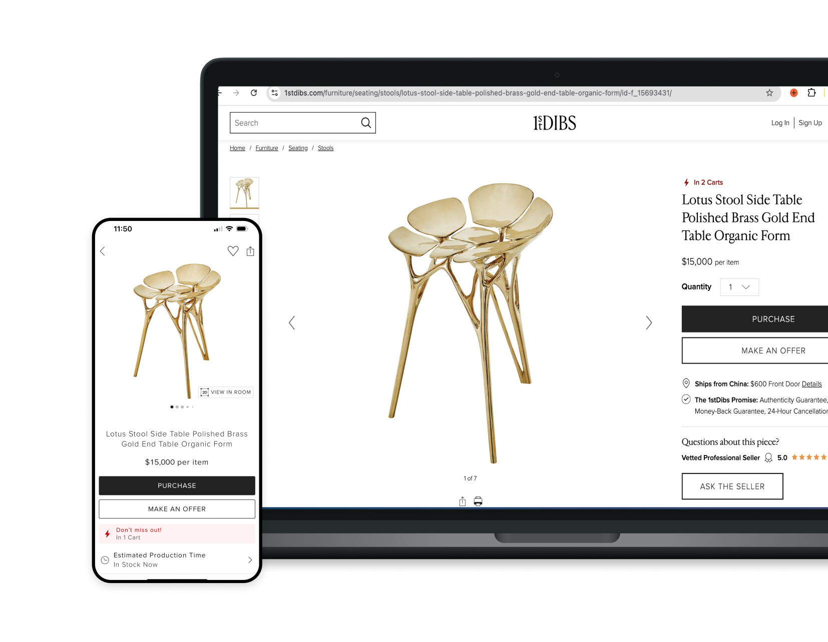 1stDibs web and app product page