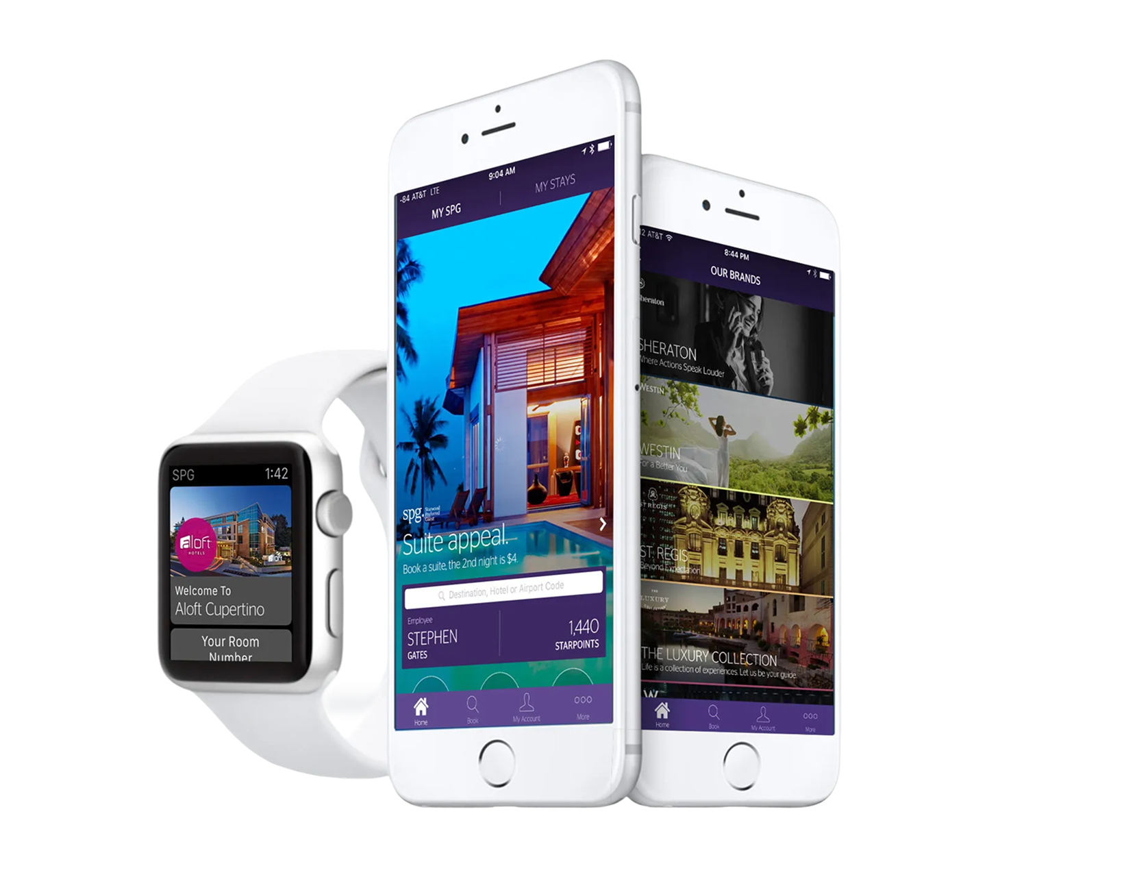 Starwood SPG app screens