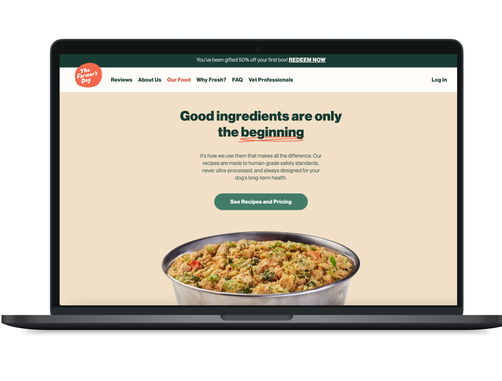 The Farmer's Dog website homepage